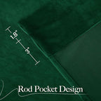 NICETOWN Emerald Green Velvet Curtains 96 inches Long (2 Panels, 52-inch Wide), Home Decoration Thermal Insulated Drapes for Forest Theme Kids Bedroom