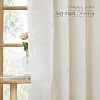 NICETOWN Natural Linen Cafe Curtains 45 inch Length, Thick Flax Linen Window Treatments Privacy Assured with Light Filtering for Farmhouse/Bedroom, W55 x L45, 2 Panels