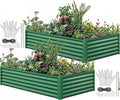 YITAHOME 96x48x24 in Galvanized Raised Garden Bed Kit, Large Metal Planter Box with Gloves, Safety Rubber & Support Rod, Outdoor Flower Bed for Plants Vegetables, Green