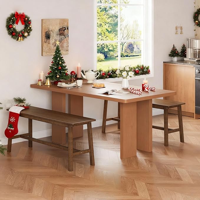 HOOBRO 39.3'' Bamboo Dining Bench, Farmhouse Kitchen Table Bench, Kitchen & Living Room Furniture, Easy to Assemble, Sturdy and Stable, Mocha MA03CD01G2