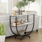 GILLAS 3 Tier Console Tables, 30" Height Entryway Table, Sofa Table Behind Couch Table, Industrial Entryway Furniture Entry Way Table with Storage for Living Room, Hallway, Entrance, White