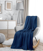 Utopia Bedding Navy 100% Cotton Waffle Blanket 300 GSM [King - 90x108 Inch] Soft Lightweight Breathable Bed Blanket for All Season