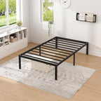 Metal Bed Frame,Twin Size Bed Frame with Storage Space,Heavy Duty Sturdy Mattress Foundation,Easy Assembly,No Box Spring Needed, Black,12 Inch,Twin