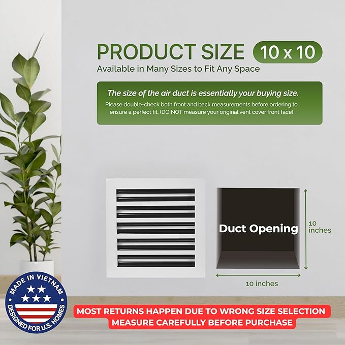 Decorative Aluminum Air Vent Cover for Wall & Ceiling - HVAC Register,Grille with Linear Slot Diffuser, Quiet Operation for Home (White, 10x10)