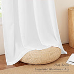 NICETOWN Thick Linen White Curtains 90 inch Length, Grommet Flax Linen Blend Window Treatments Privacy with Light Filtering Drapes for Bedroom/Living Room, W55 x L90, 2 Panels