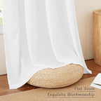 NICETOWN Linen White Curtains 96 inches Long, Grommet Thick Linen Blend Privacy Added with Light Filtering Window Treatments for Kids Room/Living Room, W42 x L96, 2 Panels