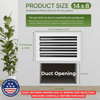 Modern Air Vent Cover 14x8 (Duct Opening) - Decorative White Aluminum Linear Slot Diffuser for Wall, Ceiling, Floor Register - Quiet Operation HVAC Grille for Home with Adjustable Airflow