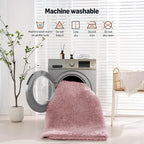 Amazon Basics Fluffy Washable Area Rug, Shaggy Carpet for Living Room, Bedroom, 4' W × 6' L, Pink