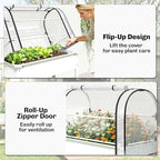 Outsunny Raised Garden Bed with Flip-Up Greenhouse Cover, Metal Elevated Garden Bed with Legs and Drainage Hole, Outdoor Raised Planter Box for Vegetables Herbs Flowers, 39.4" x 19.3" x 53.5", White