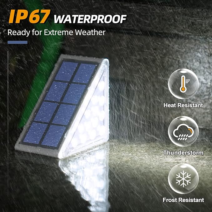 NIORSUN Solar Step Lights,16 Pack Cool White Solar Stair Lights Outdoor Waterproof IP67 Auto On Off,Solar Lights for Steps,Stair,Patio,Yard,Porch,Front Door,Sidewalk,Deck Decor