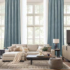 NICETOWN Stone Blue Room Darkening Curtains for Girls' Bedroom (2 Panels, 52-inch Wide x 96-inch Long), Light Blue Thermal Insulated Drapes for Living Room, Extra Long Window Treatments