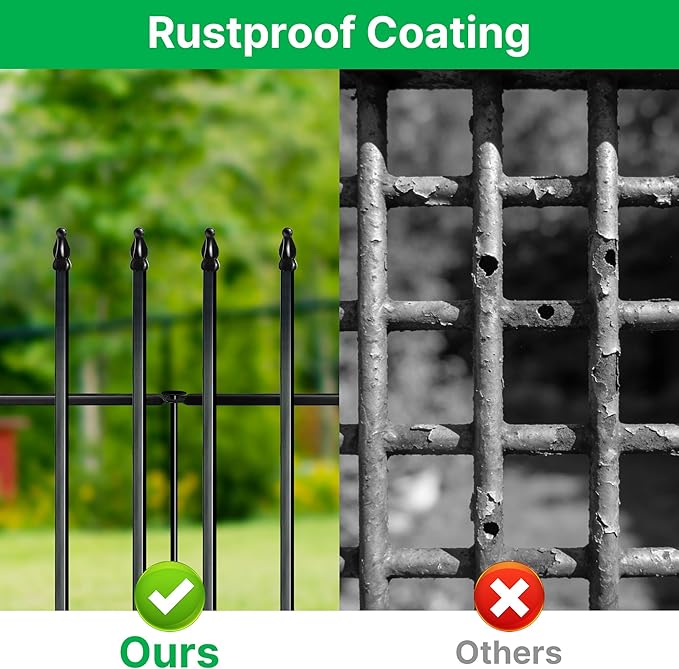 Metal Decorative Garden Fence 42" H x 30" W (5 Panels, Total Length 12.5 feet), Metal Border Folding Fence, Landscape Fencing Dog Fence Pet Fence for Flower Bed, Yard, Animal Barrier