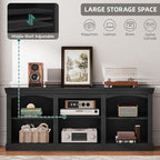 YITAHOME Farmhouse TV Stand with Cord Management for 75/80 Inch TV, Entertainment Center with Adjustable Shelf & Open Storage, 70" TV Console Table for Living Room (Black)