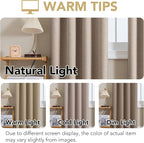 H.VERSAILTEX Linen Curtains 100% Blackout Curtains for Bedroom 108 inch Long Full Light Blocking Nature Linen Blended Window Curtains for Living Room Nickel Grommet (2 Panels, Heathered Sand)