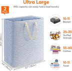 Lifewit 2 Pack Laundry Basket 100L Each, Collapsible Clothes Hamper with Reinforced Handles, Freestanding Waterproof Design for Bedroom and Laundry Room, Pink&Blue 200L Total