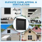 18" x 18" Aluminum Gable Vent with Screen - Stylish Louvered Vents for Effective Attic and Shed Ventilation - Essential Home Improvement, Vent Opening: 16" x 16"