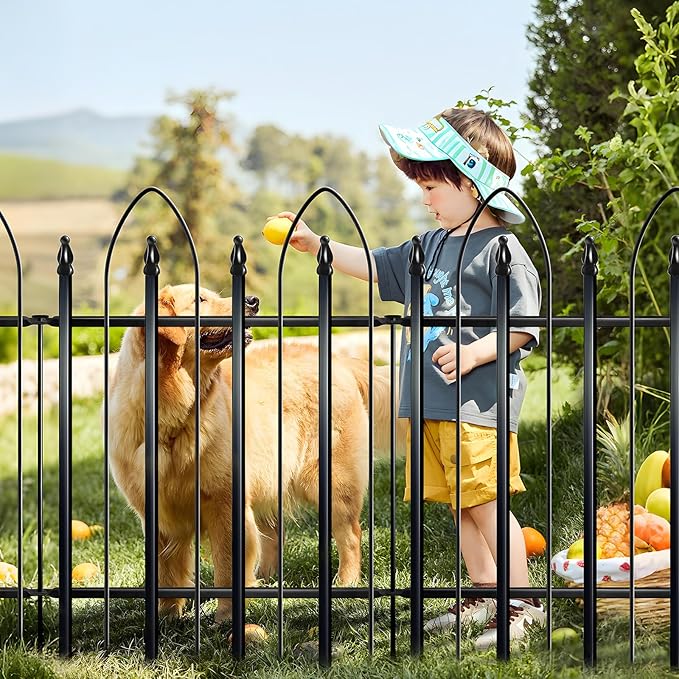 Garden Fence 32" H x 24" W (10 Panels, Total 20 ft), Metal Fence Decorative Border Fence, Rustproof Landscape Fencing for Dog, Flower Bed, Yard, Patio, Animal Barrier