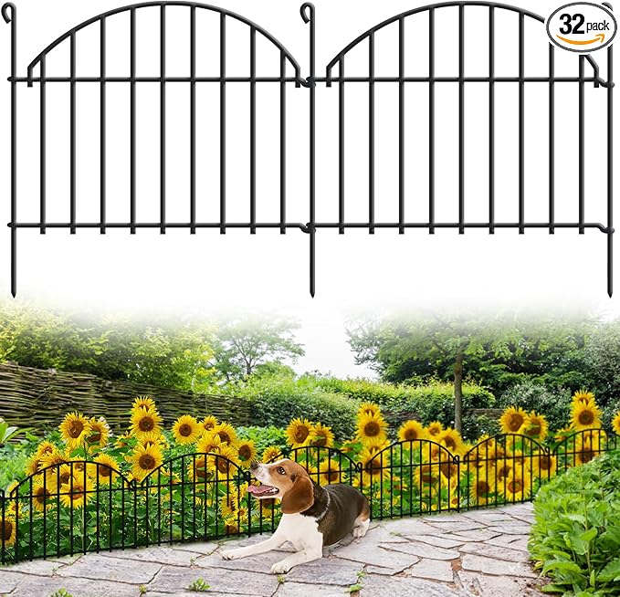 32 Panels Garden Fence, 45ft x 20in Animal Barrier Fences for Rabbits Dogs, Rustproof Metal Gardens Border Fencing, Arched Decorative Flower Bed Edging Barriers for Outdoor Yard Patio