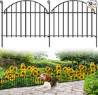 32 Panels Garden Fence, 45ft x 20in Animal Barrier Fences for Rabbits Dogs, Rustproof Metal Gardens Border Fencing, Arched Decorative Flower Bed Edging Barriers for Outdoor Yard Patio