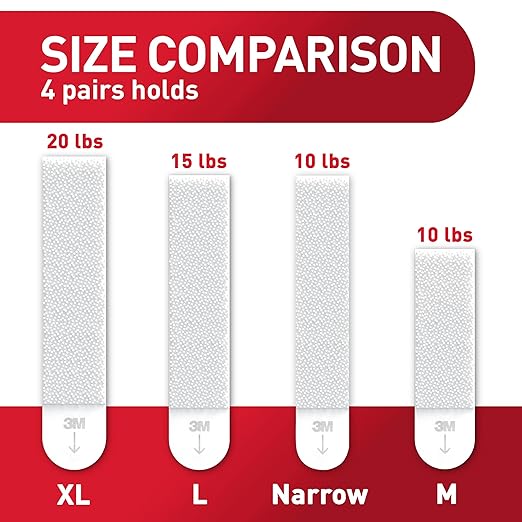 Command 20 lb XL 10 Pairs Heavyweight Picture Hanging Strips (20 Strips), Damage-Free Hangers for Picture Frames, No Tools Required, Ideal for Home Room Wall Decor, White Adhesive