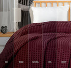 Utopia Bedding Burgundy 100% Cotton Waffle Blanket 300 GSM [Twin - 90x72 Inch] Soft Lightweight Breathable Bed Blanket for All Season