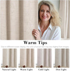 H.VERSAILTEX Linen Curtains 100% Blackout Curtains for Bedroom 102 inch Long Full Light Blocking Nature Linen Blended Window Curtains for Living Room Nickel Grommet (2 Panels, Natural)