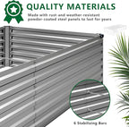 8x4x1.5FT Galvanized Raised Garden Bed,Vegetable Boxes-Rectangle Metal Flower Box,Large Planter Raised Beds Outdoor Garden for Planting,Fruit,Herb-Silver