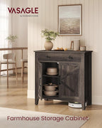 VASAGLE LIRY Collection - Buffet Cabinet, Coffee Bar Cabinet with a Drawer, Adjustable Shelf, Sideboard Storage with Cable Hole, Drawer Divider, Taupe Brown UBBK341TA01S