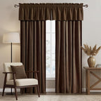 NICETOWN Brown Velvet Valance Curtains for Windows 18 inch Length, Kitchen Window Treatment Room Darkening, W52 x L18, 1 Panel