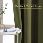 NICETOWN Short Blackout Curtains for Kitchen Window - Grommet Room Darkening Voice Reducing Solid Thermal Curtains & Drapes for Small Windows, Olive, W34 x L50, 2 Panels