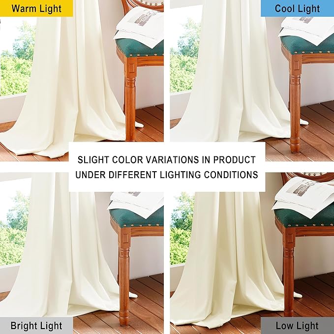 NICETOWN Thermal Insulated Velvet Curtains Ivory White 84 inch Length, Heavy Duty Keep Warm Room Darkening Thermal Insulated Drapes for Patio Hall Villa, Bedroom Window Treatments Set of 2