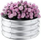 Round Galvanized Raised Garden Bed Kit, 2 x 2 x 1ft Arian Silver Galvanized Garden Boxes, Outdoor for Vegetables