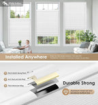 LazBlinds No Tools No Drill Cordless Cellular Shades, Light Filtering Honeycomb Shades for Home, Thermal Insulation Blinds for Windows, 31" W x 48" H, White
