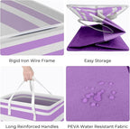 HomeHacks 2 Pack Large Laundry Baskets, Waterproof, Freestanding Laundry Hampers, Collapsible Clothes Hamper with Reinforced Handles in Laundry, College Dorm, Bathroom, Bedroom (Purple, 75Lx2)