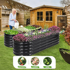 Galvanized Raised Garden Bed Outdoor- Raised Beds for Gardening| Metal Planter Box, Steel Raised Garden Bed Kit with Safety Edging and Gloves for Vegetables, Flower, Herbs (6x2x1.4FT, Gray)