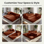 78.8" Convertible Futon Sofa Bed,Corduroy Futon Couch with Storage Pocket,Folding Pull Out Sofa,No Assembly Boneless Couch for Living Room,Orange