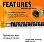 5/8 in. × 100 ft. High Flow Heavy Duty Garden Hose Flexible Hybrid Rubber Water Hose, No Memory Durable Premium Water Hose for Watering, Irrigation, Water Transfer Pump