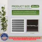 Decorative Aluminum Air Vent Cover for Wall & Ceiling - HVAC Register,Grille with Linear Slot Diffuser, Quiet Operation for Home (White, 12x12)