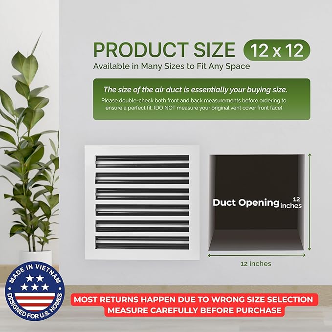 Decorative Aluminum Air Vent Cover for Wall & Ceiling - HVAC Register,Grille with Linear Slot Diffuser, Quiet Operation for Home (White, 12x12)