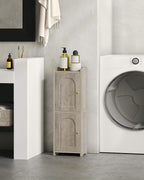 Bathroom Storage Cabinet, Small Corner Floor Cabinet with 2 Doors and Adjustable Shelf, Narrow Toilet Paper Cabinets, Bathroom Organizer for Small Spaces, 7.9" D x 9.8" W x 29.5" H Greige