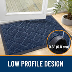 OLANLY Front Door Mat Indoor Outdoor Entrance, Waterproof All-Season, All-Weather Doormat, Sturdy Natural Rubber, Low Profile, Easy Clean Patio Porch Entryway Mat, Herringbone Brick (Blue, 47x23)