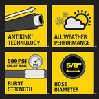 Stanley FATMAX Professional Grade Garden Hose, 50 Feet x 5/8 Inch, Yellow, 500 PSI