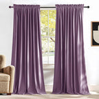 NICETOWN Lavender Purple Velvet Curtains 84 inches Long for Office Studio Office Infant, Thick and Smooth Classical Elegant Room Darkening Home Decor Window Treatments, 2 Pieces, 52" W by 84" L