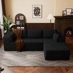 106" Cloud Sectional Boneless Couches for Living Room, Modular L Shaped Couch with Deep Seat Oversized Right Facing Chaise, Memory Foam Compressed Spineless 3 Seater Sofa for Apartment, Black