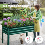 KING BIRD Large Raised Garden Bed with Legs Galvanized Elevated Planter Box 48×24×30 in for Backyard, Patio, Balcony, 400lb Capacity, Green