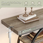 Huuger 41.3 Inch Entryway Table, Modern Console Sofa Table, Accent Table with Shelves, for Entry, Hallway, Entrance, Foyer, O-Shaped Metal Frame, Grey