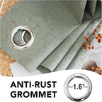 H.VERSAILTEX 100% Blackout Curtains for Bedroom Thermal Insulated Linen Textured Curtains Heat and Full Light Blocking Drapes Living Room Curtains 2 Panel Sets, Green Bay, 52x54 Inch