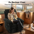 Recliner Chair, Swivel Rocker Recliner Chair for Adults, Small Recliners for Small Spaces, Upholstered Manual Recliner with Side Pockets, Nursery Rocking Chair for Living Room, Chenille, Black