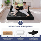 MAXYOYO Folding Sofa Couch, Convertible Floor Sleeper Couch with 2 Pillows, Tufted Floor Oversized Loveseat Couch Tufted Fold Out Chair Bed Comfy Sofa Lounge for Living Room Bedroom, Black