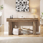 Tribesigns 63-Inch Long Console Table, Wooden Rectangular Sofa Table Behind The Couch, Farmhouse Entryway Table for Entrance, Hallway, Living Room (Mottled Gray Brown)